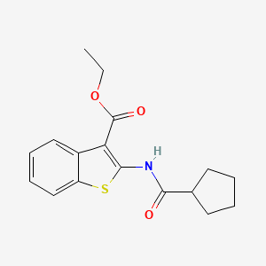 molecular formula C17H19NO3S B2923531 Ethyl 2-(cyclopentanecarboxamido)benzo[b]thiophene-3-carboxylate CAS No. 546079-75-8