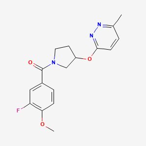 molecular formula C17H18FN3O3 B2923532 (3-Fluoro-4-methoxyphenyl)(3-((6-methylpyridazin-3-yl)oxy)pyrrolidin-1-yl)methanone CAS No. 2034482-43-2