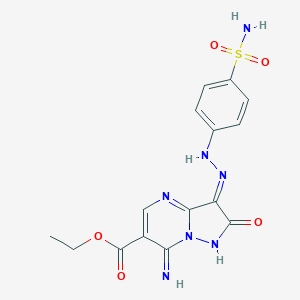 molecular formula C15H15N7O5S B292354 ethyl (3E)-7-imino-2-oxo-3-[(4-sulfamoylphenyl)hydrazinylidene]-1H-pyrazolo[1,5-a]pyrimidine-6-carboxylate 