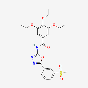 molecular formula C22H25N3O7S B2923542 3,4,5-三乙氧基-N-(5-(3-(甲磺酰基)苯基)-1,3,4-恶二唑-2-基)苯甲酰胺 CAS No. 886907-29-5