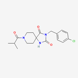 molecular formula C18H22ClN3O3 B2923545 3-(4-氯苄基)-8-异丁酰基-1,3,8-三氮杂螺[4.5]癸烷-2,4-二酮 CAS No. 1021032-08-5