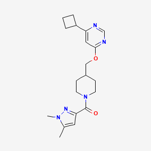 B2923558 [4-[(6-Cyclobutylpyrimidin-4-yl)oxymethyl]piperidin-1-yl]-(1,5-dimethylpyrazol-3-yl)methanone CAS No. 2379989-20-3
