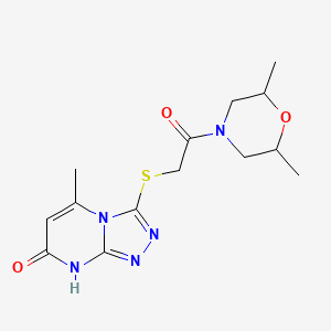 molecular formula C14H19N5O3S B2923565 3-((2-(2,6-二甲基吗啉)-2-氧代乙基)硫)-5-甲基-[1,2,4]三唑并[4,3-a]嘧啶-7(8H)-酮 CAS No. 877639-88-8