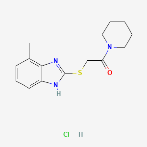 molecular formula C15H20ClN3OS B2923567 2-((4-甲基-1H-苯并[d]咪唑-2-基)硫代)-1-(哌啶-1-基)乙酮盐酸盐 CAS No. 1215698-92-2