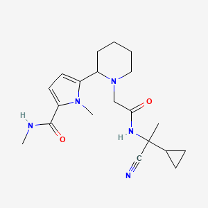 B2923569 5-[1-[2-[(1-Cyano-1-cyclopropylethyl)amino]-2-oxoethyl]piperidin-2-yl]-N,1-dimethylpyrrole-2-carboxamide CAS No. 2109475-87-6