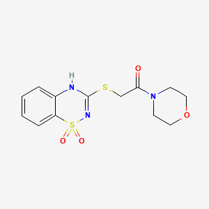 molecular formula C13H15N3O4S2 B2923571 2-((1,1-二氧化-4H-苯并[e][1,2,4]噻二嗪-3-基)硫代)-1-吗啉乙酮 CAS No. 899733-79-0