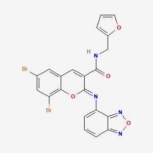 molecular formula C21H12Br2N4O4 B2923574 2-(2,1,3-benzoxadiazol-4-ylimino)-6,8-dibromo-N-(furan-2-ylmethyl)chromene-3-carboxamide CAS No. 312920-05-1