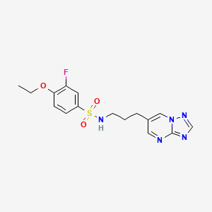 molecular formula C16H18FN5O3S B2923578 N-(3-([1,2,4]triazolo[1,5-a]pyrimidin-6-yl)propyl)-4-ethoxy-3-fluorobenzenesulfonamide CAS No. 2034525-54-5