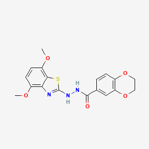 molecular formula C18H17N3O5S B2923579 N'-(4,7-dimethoxy-1,3-benzothiazol-2-yl)-2,3-dihydro-1,4-benzodioxine-6-carbohydrazide CAS No. 851988-07-3