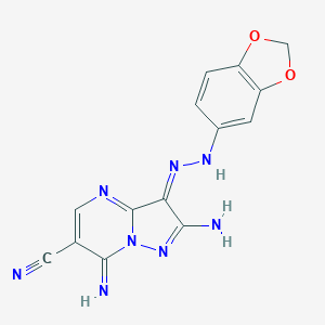 (3E)-2-amino-3-(1,3-benzodioxol-5-ylhydrazinylidene)-7-iminopyrazolo[1,5-a]pyrimidine-6-carbonitrile