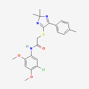molecular formula C22H24ClN3O3S B2923592 N-(5-chloro-2,4-dimethoxyphenyl)-2-((2,2-dimethyl-5-(p-tolyl)-2H-imidazol-4-yl)thio)acetamide CAS No. 899918-24-2