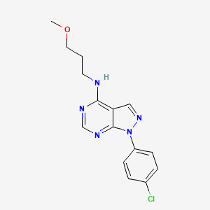 molecular formula C15H16ClN5O B2923595 1-(4-chlorophenyl)-N-(3-methoxypropyl)-1H-pyrazolo[3,4-d]pyrimidin-4-amine CAS No. 101111-73-3
