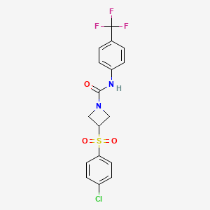 molecular formula C17H14ClF3N2O3S B2923603 3-((4-chlorophenyl)sulfonyl)-N-(4-(trifluoromethyl)phenyl)azetidine-1-carboxamide CAS No. 1705397-65-4