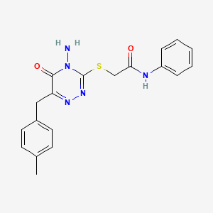 molecular formula C19H19N5O2S B2923605 2-{[4-amino-6-(4-methylbenzyl)-5-oxo-4,5-dihydro-1,2,4-triazin-3-yl]sulfanyl}-N-phenylacetamide CAS No. 886957-64-8