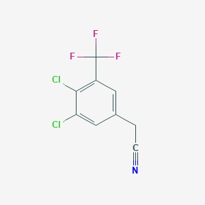 molecular formula C9H4Cl2F3N B2923607 3,4-Dichloro-5-(trifluoromethyl)phenylacetonitrile CAS No. 1824274-76-1