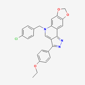 molecular formula C26H20ClN3O3 B2923609 5-(4-chlorobenzyl)-3-(4-ethoxyphenyl)-5H-[1,3]dioxolo[4,5-g]pyrazolo[4,3-c]quinoline CAS No. 866864-91-7