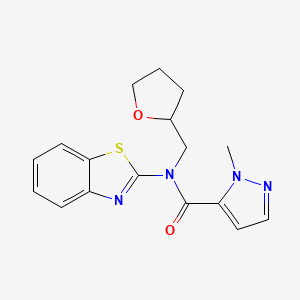 molecular formula C17H18N4O2S B2923629 N-(苯并[d]噻唑-2-基)-1-甲基-N-((四氢呋喃-2-基)甲基)-1H-吡唑-5-甲酰胺 CAS No. 1172929-47-3