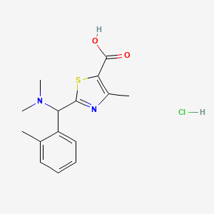 molecular formula C15H19ClN2O2S B2923639 2-[(Dimethylamino)(2-methylphenyl)methyl]-4-methyl-1,3-thiazole-5-carboxylic acid hydrochloride CAS No. 1417634-08-2