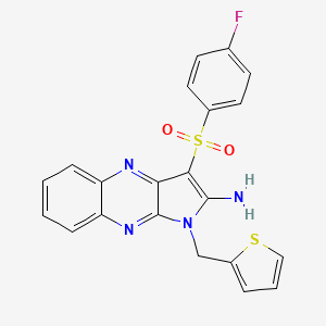 molecular formula C21H15FN4O2S2 B2923640 3-((4-氟苯基)磺酰基)-1-(噻吩-2-基甲基)-1H-吡咯并[2,3-b]喹喔啉-2-胺 CAS No. 844860-54-4