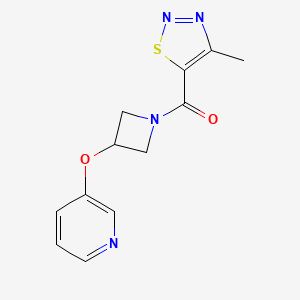molecular formula C12H12N4O2S B2923642 (4-甲基-1,2,3-噻二唑-5-基)(3-(吡啶-3-氧基)氮杂环丁-1-基)甲酮 CAS No. 1903198-50-4