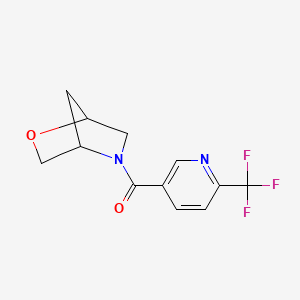 molecular formula C12H11F3N2O2 B2923648 2-氧杂-5-氮杂双环[2.2.1]庚烷-5-基(6-(三氟甲基)吡啶-3-基)甲酮 CAS No. 2034606-12-5