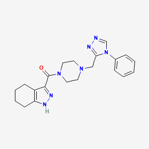 molecular formula C21H25N7O B2923656 3-({4-[(4-phenyl-4H-1,2,4-triazol-3-yl)methyl]piperazin-1-yl}carbonyl)-4,5,6,7-tetrahydro-1H-indazole CAS No. 1396800-24-0