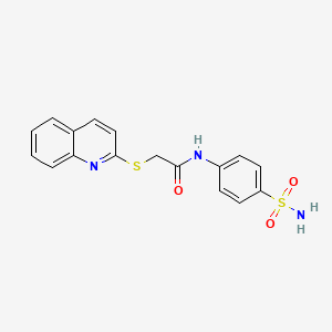 molecular formula C17H15N3O3S2 B2923658 2-quinolin-2-ylsulfanyl-N-(4-sulfamoylphenyl)acetamide CAS No. 671198-73-5