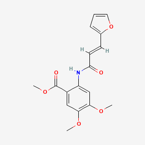 molecular formula C17H17NO6 B2923662 (E)-methyl 2-(3-(furan-2-yl)acrylamido)-4,5-dimethoxybenzoate CAS No. 868153-90-6