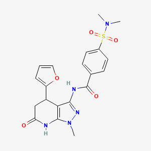 molecular formula C20H21N5O5S B2923665 4-(N,N-dimethylsulfamoyl)-N-(4-(furan-2-yl)-1-methyl-6-oxo-4,5,6,7-tetrahydro-1H-pyrazolo[3,4-b]pyridin-3-yl)benzamide CAS No. 1170230-37-1