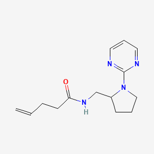 molecular formula C14H20N4O B2923670 N-{[1-(pyrimidin-2-yl)pyrrolidin-2-yl]methyl}pent-4-enamide CAS No. 2097859-15-7