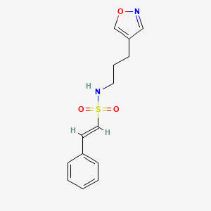 molecular formula C14H16N2O3S B2923689 (E)-N-(3-(isoxazol-4-yl)propyl)-2-phenylethenesulfonamide CAS No. 1904637-32-6