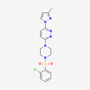 molecular formula C18H19ClN6O2S B2923705 3-(4-((2-chlorophenyl)sulfonyl)piperazin-1-yl)-6-(3-methyl-1H-pyrazol-1-yl)pyridazine CAS No. 1013757-10-2