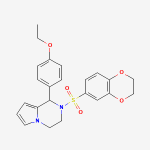 molecular formula C23H24N2O5S B2923710 2-((2,3-二氢苯并[b][1,4]二噁杂环-6-基)磺酰基)-1-(4-乙氧基苯基)-1,2,3,4-四氢吡咯并[1,2-a]吡嗪 CAS No. 899739-59-4