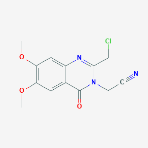molecular formula C13H12ClN3O3 B2923714 2-[2-(Chloromethyl)-6,7-dimethoxy-4-oxoquinazolin-3-yl]acetonitrile CAS No. 743441-89-6