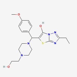 molecular formula C20H27N5O3S B2923719 2-乙基-5-((4-(2-羟乙基)哌嗪-1-基)(4-甲氧基苯基)甲基)噻唑并[3,2-b][1,2,4]三唑-6-醇 CAS No. 898366-87-5