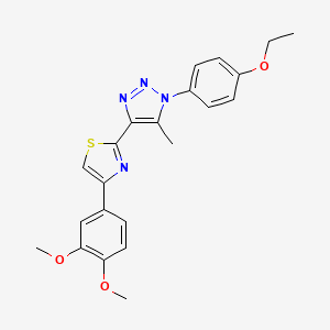 molecular formula C22H22N4O3S B2923726 4-(3,4-dimethoxyphenyl)-2-(1-(4-ethoxyphenyl)-5-methyl-1H-1,2,3-triazol-4-yl)thiazole CAS No. 1207035-59-3