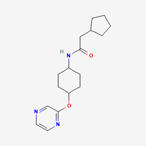 molecular formula C17H25N3O2 B2923735 2-cyclopentyl-N-((1r,4r)-4-(pyrazin-2-yloxy)cyclohexyl)acetamide CAS No. 2034579-17-2