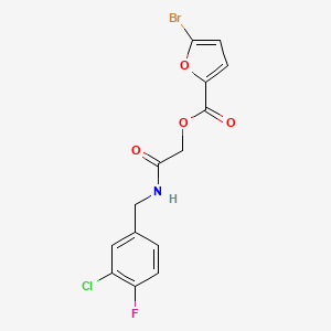 molecular formula C14H10BrClFNO4 B2923739 2-((3-Chloro-4-fluorobenzyl)amino)-2-oxoethyl 5-bromofuran-2-carboxylate CAS No. 1794843-36-9