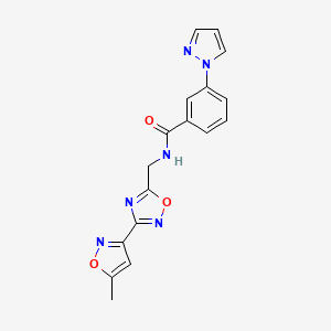 N-((3-(5-methylisoxazol-3-yl)-1,2,4-oxadiazol-5-yl)methyl)-3-(1H-pyrazol-1-yl)benzamide