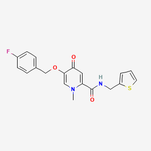 molecular formula C19H17FN2O3S B2923752 5-((4-fluorobenzyl)oxy)-1-methyl-4-oxo-N-(thiophen-2-ylmethyl)-1,4-dihydropyridine-2-carboxamide CAS No. 1021249-30-8