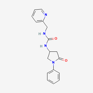 molecular formula C17H18N4O2 B2923783 1-(5-Oxo-1-phenylpyrrolidin-3-yl)-3-(pyridin-2-ylmethyl)urea CAS No. 894005-53-9