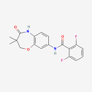 molecular formula C18H16F2N2O3 B2923792 N-(3,3-dimethyl-4-oxo-2,3,4,5-tetrahydrobenzo[b][1,4]oxazepin-8-yl)-2,6-difluorobenzamide CAS No. 921810-58-4
