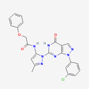 molecular formula C23H18ClN7O3 B2923807 N-(1-(1-(3-chlorophenyl)-4-oxo-4,5-dihydro-1H-pyrazolo[3,4-d]pyrimidin-6-yl)-3-methyl-1H-pyrazol-5-yl)-2-phenoxyacetamide CAS No. 1172060-17-1