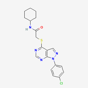 molecular formula C19H20ClN5OS B2923810 2-[1-(4-chlorophenyl)pyrazolo[3,4-d]pyrimidin-4-yl]sulfanyl-N-cyclohexylacetamide CAS No. 893914-09-5