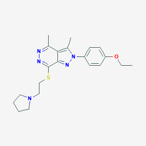 molecular formula C21H27N5OS B292384 2-(4-Ethoxyphenyl)-3,4-dimethyl-7-[2-(1-pyrrolidinyl)ethylthio]pyrazolo[3,4-d]pyridazine 