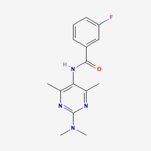 molecular formula C15H17FN4O B2923847 N-(2-(二甲氨基)-4,6-二甲基嘧啶-5-基)-3-氟苯甲酰胺 CAS No. 1448122-17-5