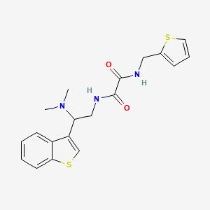 molecular formula C19H21N3O2S2 B2923851 N1-(2-(苯并[b]噻吩-3-基)-2-(二甲氨基)乙基)-N2-(噻吩-2-基甲基)草酰胺 CAS No. 2034300-75-7