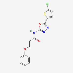 molecular formula C15H12ClN3O3S B2923853 N-(5-(5-chlorothiophen-2-yl)-1,3,4-oxadiazol-2-yl)-3-phenoxypropanamide CAS No. 865543-56-2