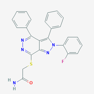 molecular formula C25H18FN5OS B292386 2-{[2-(2-fluorophenyl)-3,4-diphenyl-2H-pyrazolo[3,4-d]pyridazin-7-yl]sulfanyl}acetamide 