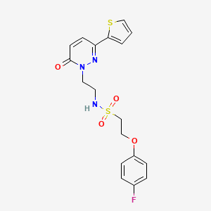 molecular formula C18H18FN3O4S2 B2923861 2-(4-氟苯氧基)-N-(2-(6-氧代-3-(噻吩-2-基)吡哒嗪-1(6H)-基)乙基)乙磺酰胺 CAS No. 1351618-05-7